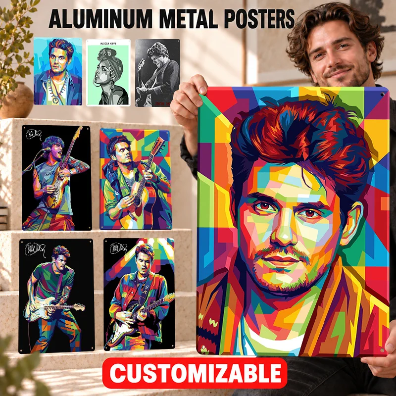 John Mayer Textured Metal Posters Album Inspired Portrait Home Office Wall Art Customized Aluminum Sign Special Collector Gift