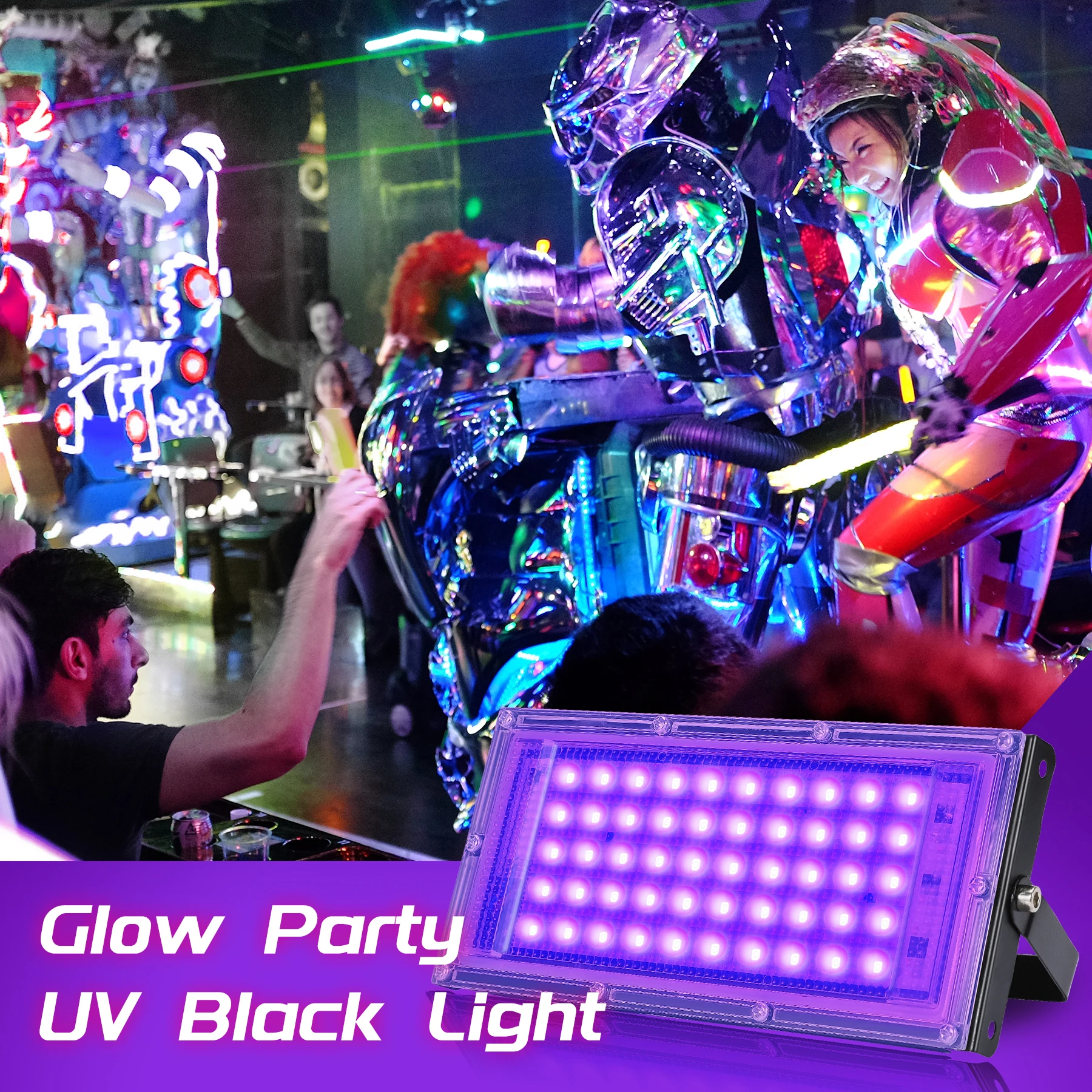 50W 100W 150W UV-Schwarzlicht Outdoor LED-Flutlicht mit Stecker LED-Scheinwerfer 395nm Lampe für Bar, Nachtclub, Party, Halloween