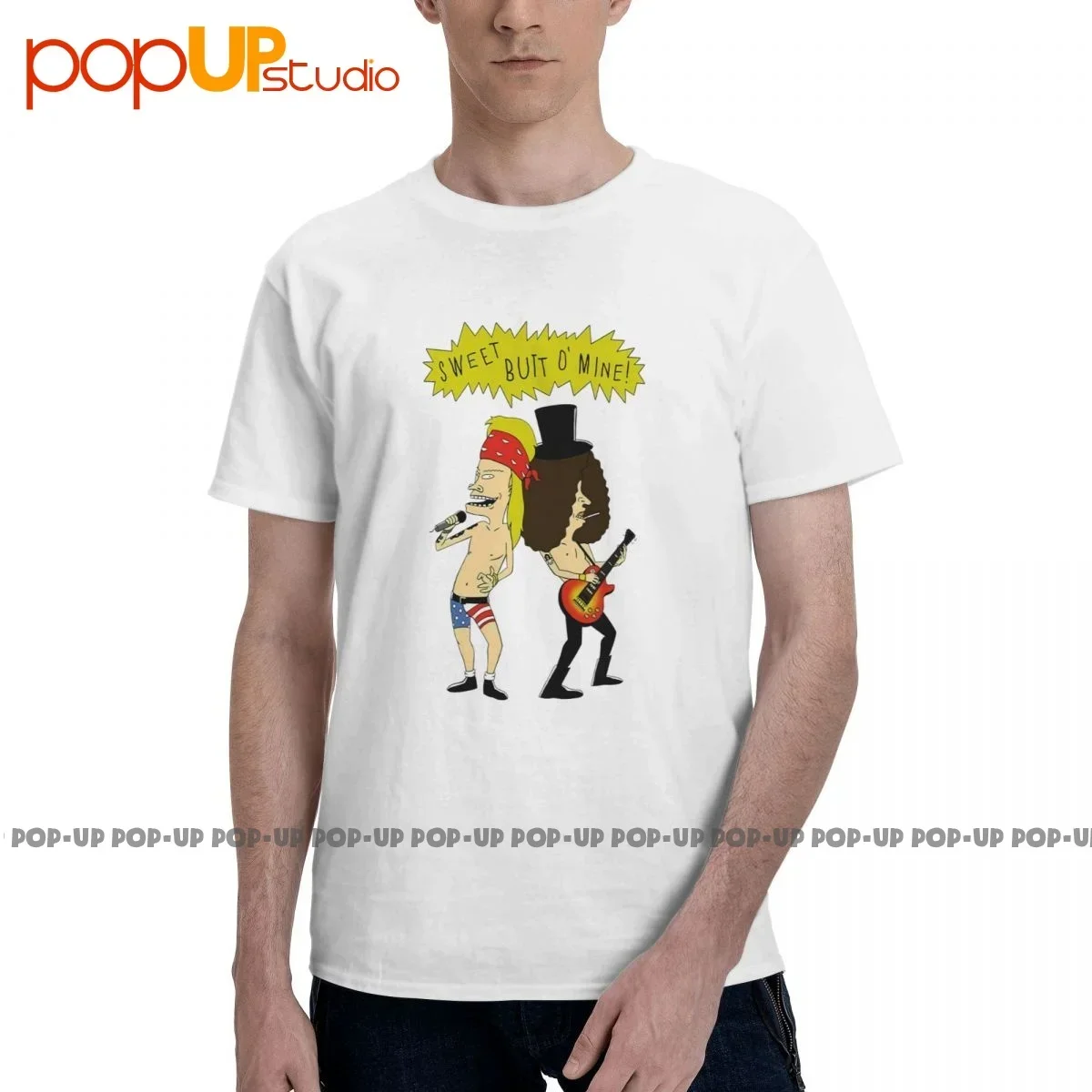 Pop Beavis And Butthead X Guns N Roses Sweet Butt O Mine T-shirt Tee Daily Shirt Best Quality