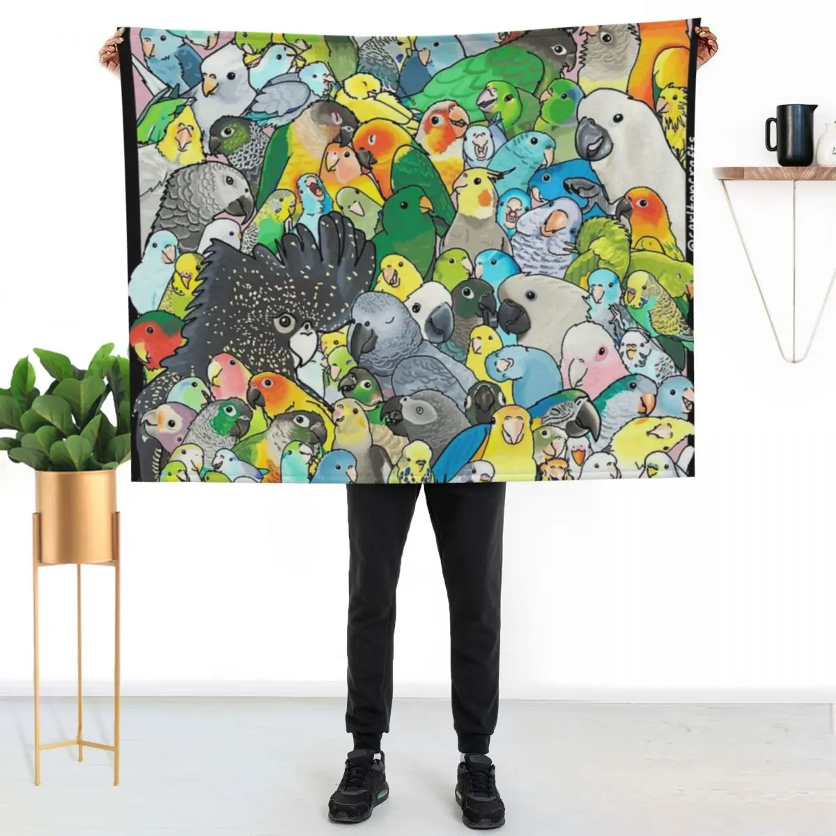 Parrot Party! Throw Blanket Warm blankets ands Flannels Large funny gift Thermals For Travel Blankets