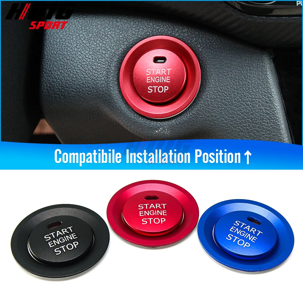 Red Black Blue Car Interior Accessories Engine Start Stop Push Ignition Button Ring Cover Trim Sticker For Hyundai I30 2017-2020