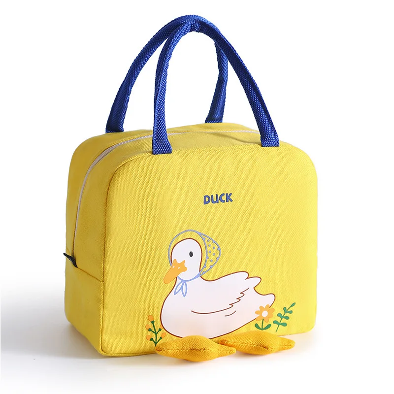 Kids Portable Insulated Thermal Picnic Food Cute Yellow Duck Lunch Bag Box Tote Food Fresh Cooler Bags Pouch for Children Bag