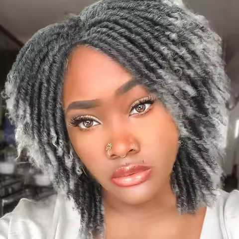 Short Wig Dreadloks Synthetic Wigs for Black Women 6” Soft Faux Locs Crochet Twist Hair Wig for Halloween Party Funny Dread Wig
