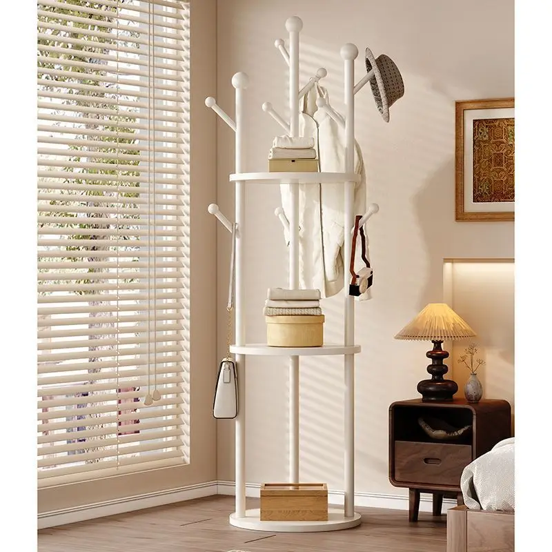 

Solid wood tree-shaped multi-layer coat rack rotatable mobile bedroom entrance floor hanger clothes storagerack