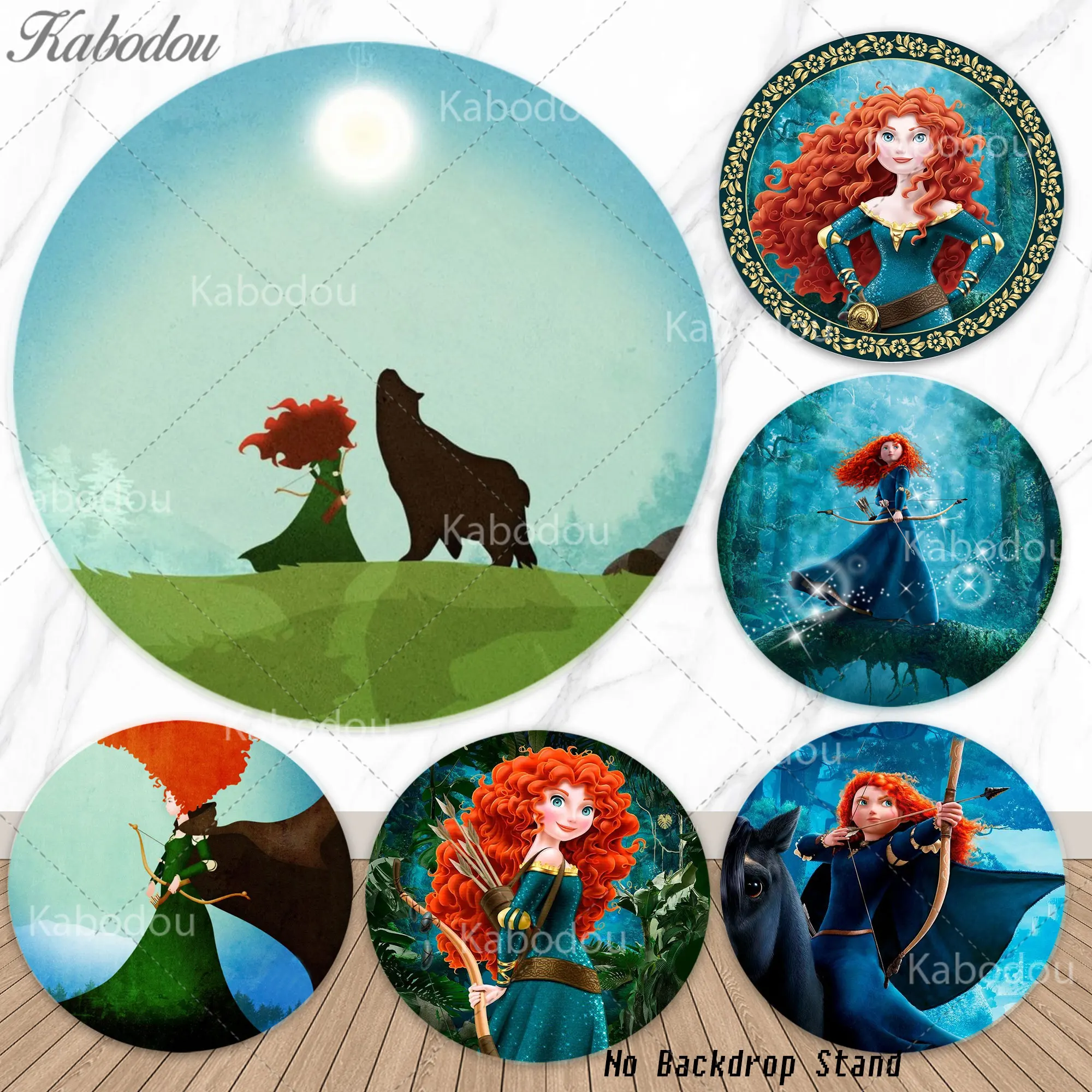 

Brave Princess Merida Round Background Kids Girls Birthday Party Decor Backdrop Baby Shower Banner Babe Photography Studios Prop