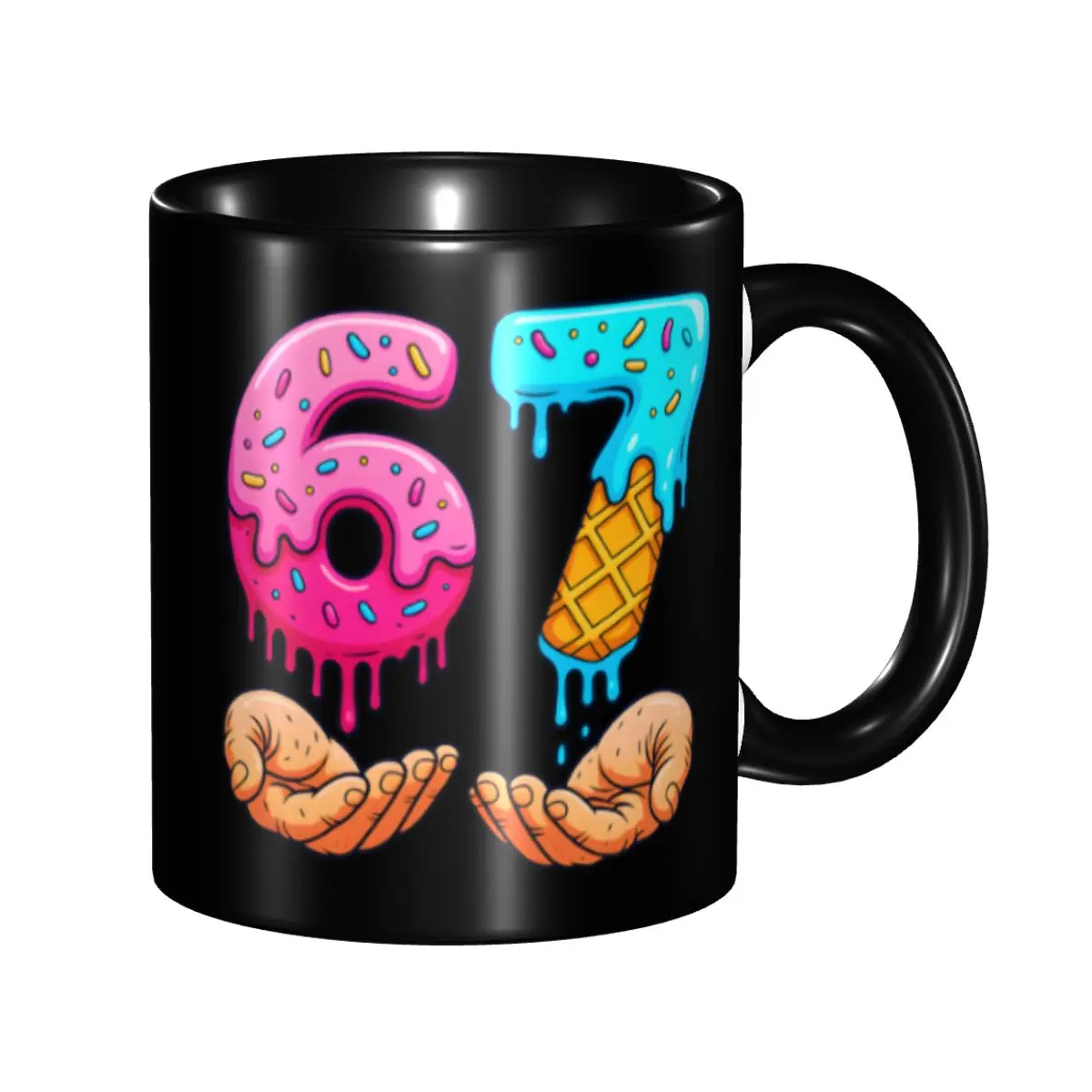 Tasses personnalisées en céramique DIY pour thé, lait et café, motif Six Seven Ice Cream Drip 67 Hands Meme 6-7