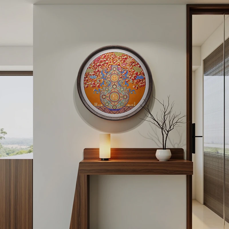 

Circular Gourd Hanging Painting Brass Movable Handmade Metal Handicraft Chinese Style Wealth Decoration Living Room Entrance