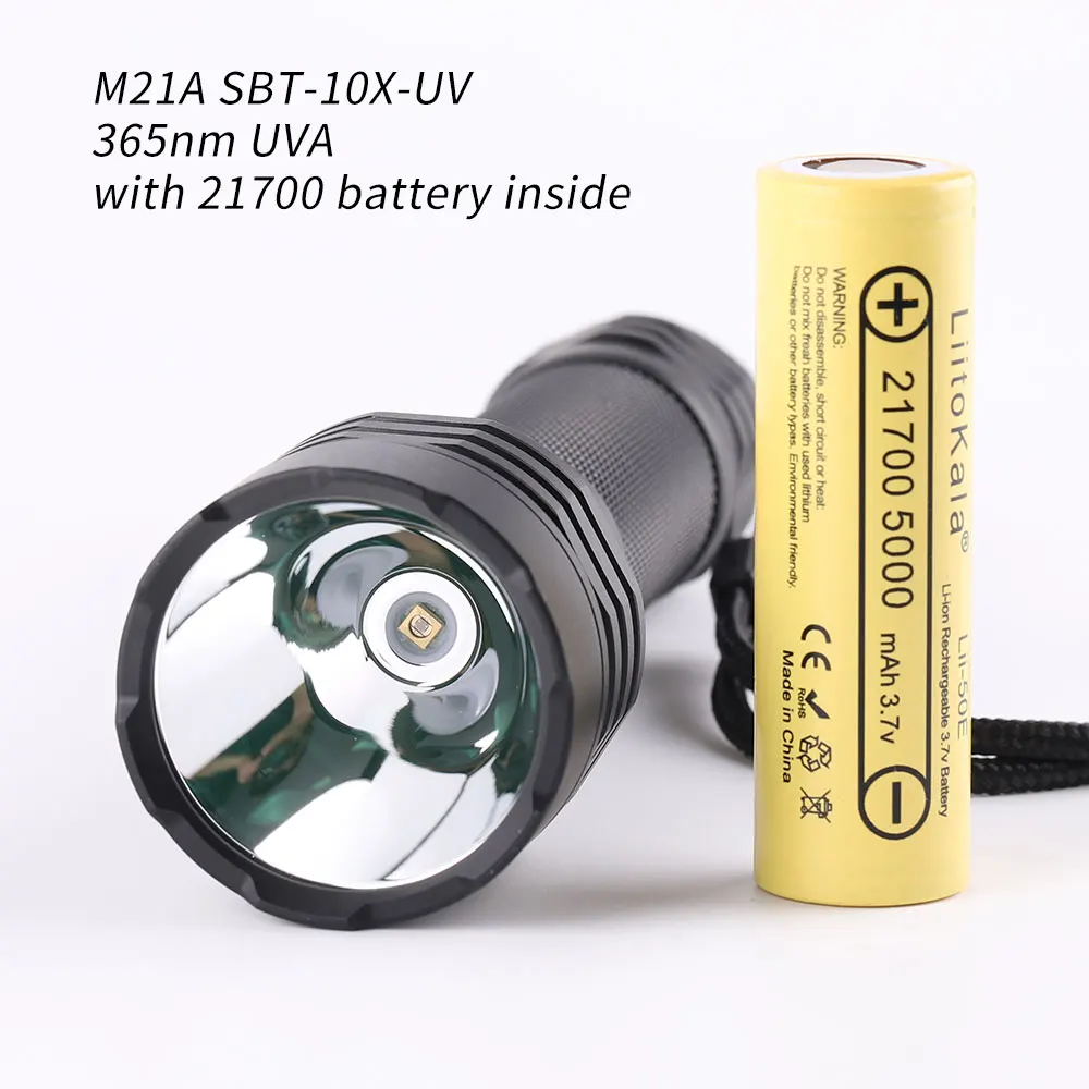 Convoy M21A SBT-10X-UV UV365nm UV UVA 365nm 21700 flashlight,with 21700 battery inside