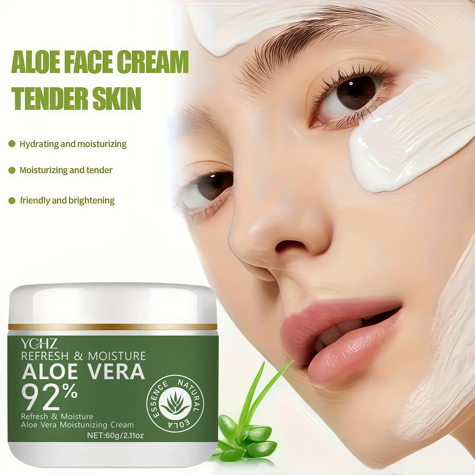 98% Aloe Vera Cream, a Moisturizing Cream Rich in Hyaluronic Acid and Collagen, Provides Nourishment This Moisturizing Cream Provides Deep Hydration for Dry Skin and Is Suitable for Use Day and Night.