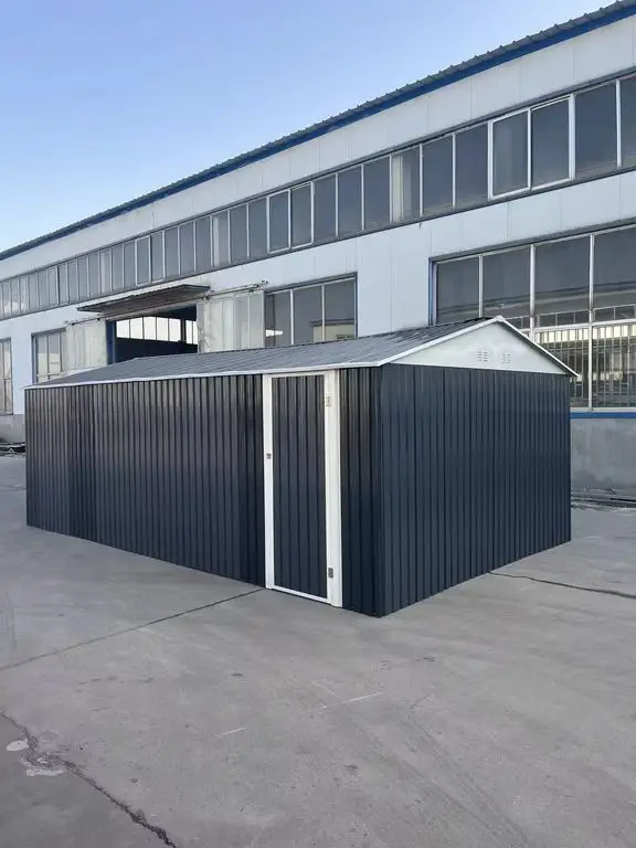 Outdoor Storage Shed, Metal Garden Shed with Lockable Door & Sloped Roof, Large Waterproof Utility Tool Shed