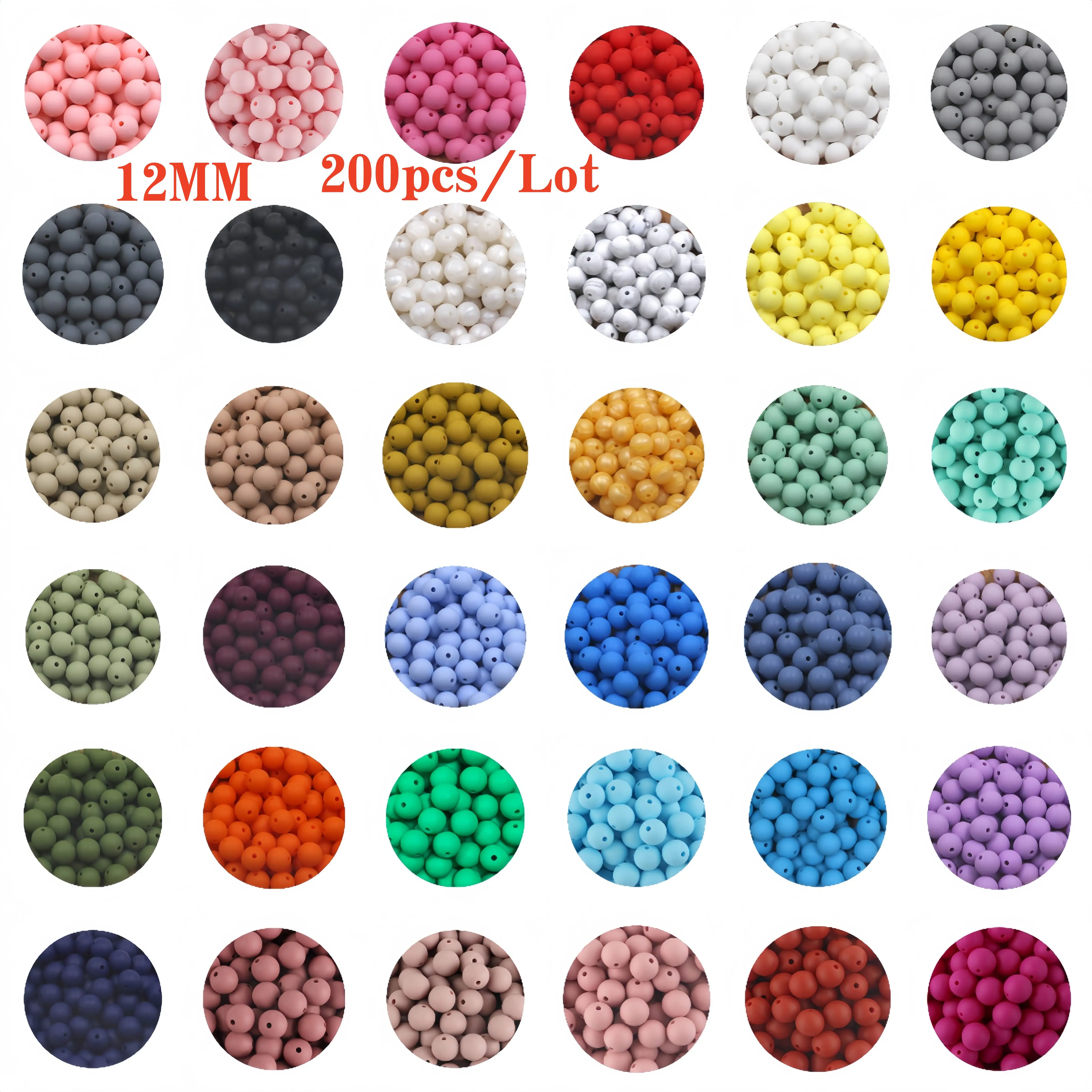 200 قطعة/الوحدة سيليكون الخرز 12 مللي متر جولة بيرل الخرز لصنع المجوهرات السائبة DIY مجوهرات أساور قلادة #1