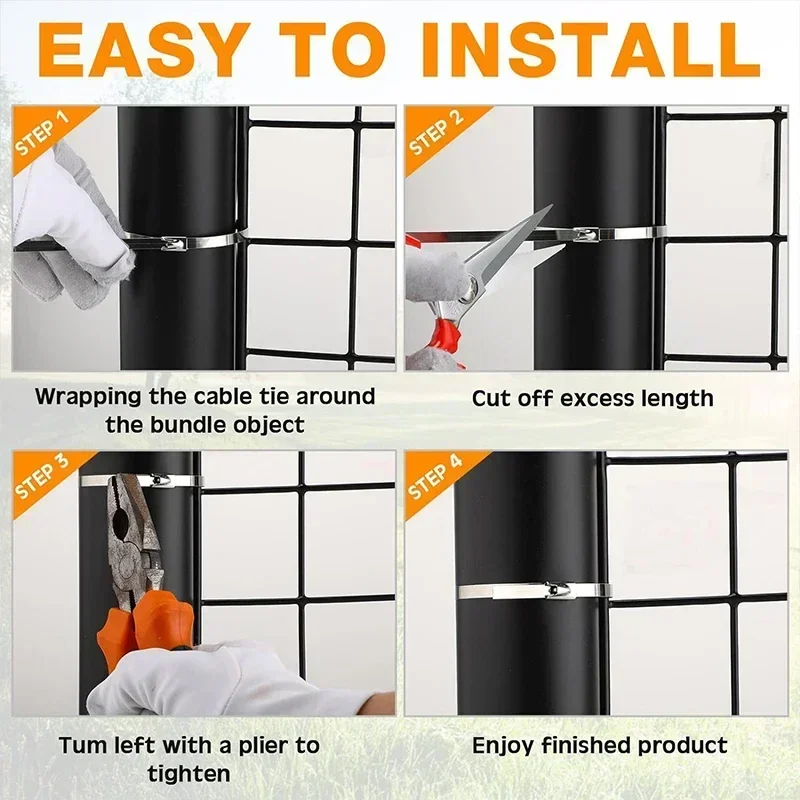 ربطات كابل معدنية من الفولاذ المقاوم للصدأ حلقات تثبيت ذاتية القفل كابلات شديدة التحمل وحزام ربط عادم منظم للمكتب المنزلي