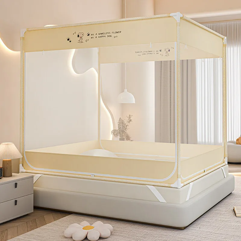 New 3 Door Mosquito Net with Stand for Home Bedroom 1.8m Bed Anti Falling Full Surround Bottomless Mosquito Net for Kids Protect
