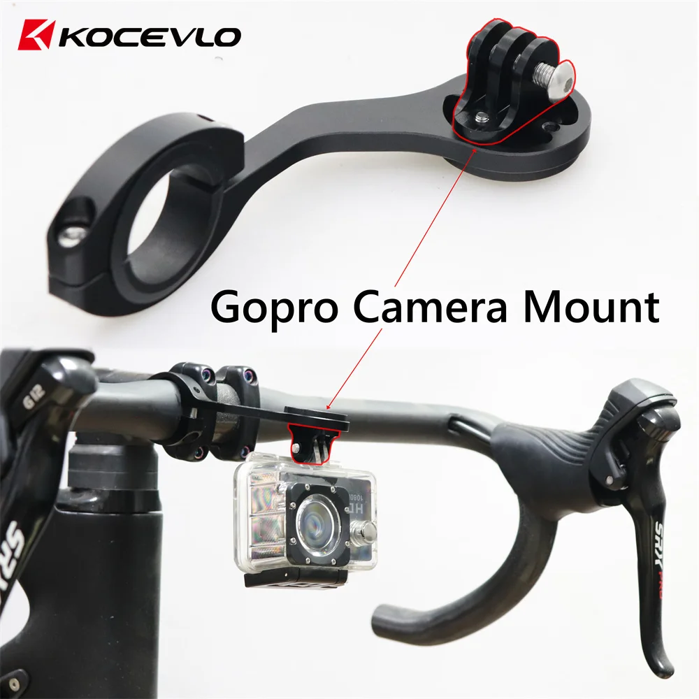 KOCEVLO Bicycle Aluminium Computer Extended Out Front Stand Handlebar Mount Camera Bracket Fits GoPro Sports Camera For  Garmin