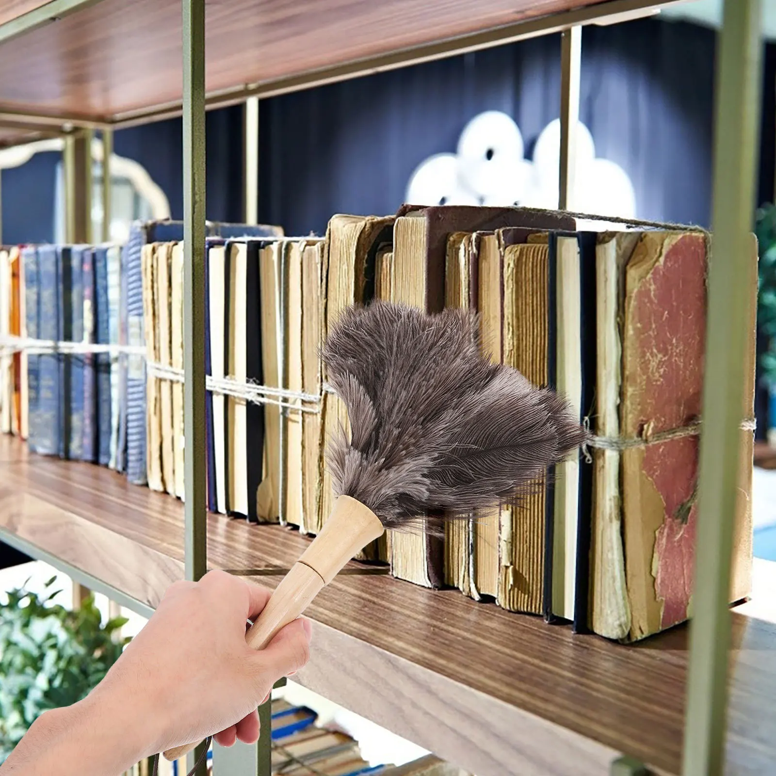 

Plume Duster Wooden Handle Home Cleaning Tool Furniture Vehicle Dust Cleaner Handheld Reusable Reusable Duster