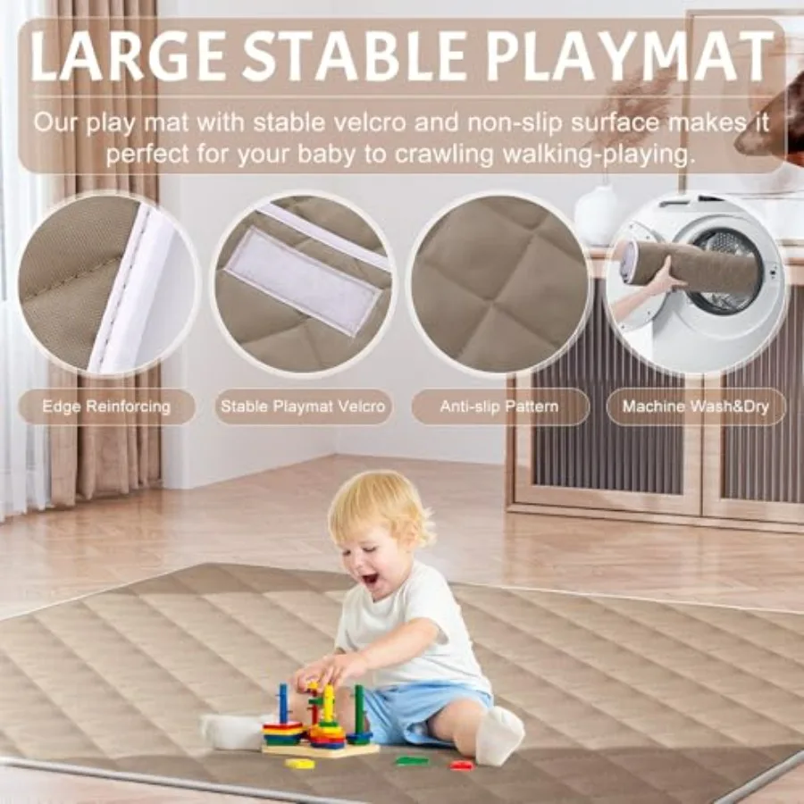 Box per bambini con tappetino 50x50 pollici: box grande per neonati e bambini piccoli Penna da gioco di sicurezza per interni con morbida rete traspirante AllWrap