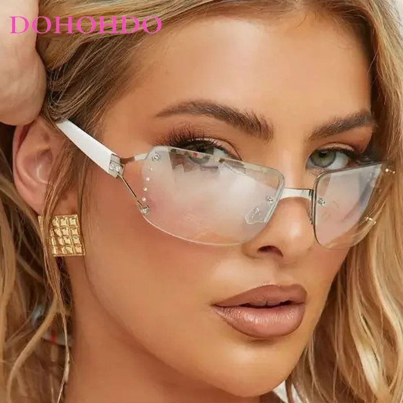 

Punk Hip-hop Rimless Personality Sunglasses Women Trendy Brand Design Men Sunglass Summer Travel Party Y2K Eyewear UV400 Lentes