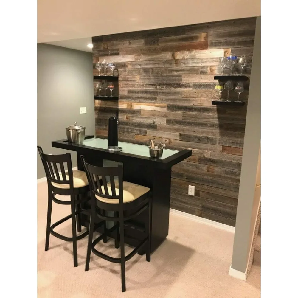 Real Wood Nail Up Application Rustic Reclaimed Naturally Weathered Barn Wood Accent Paneling Board Planks for Home Walls