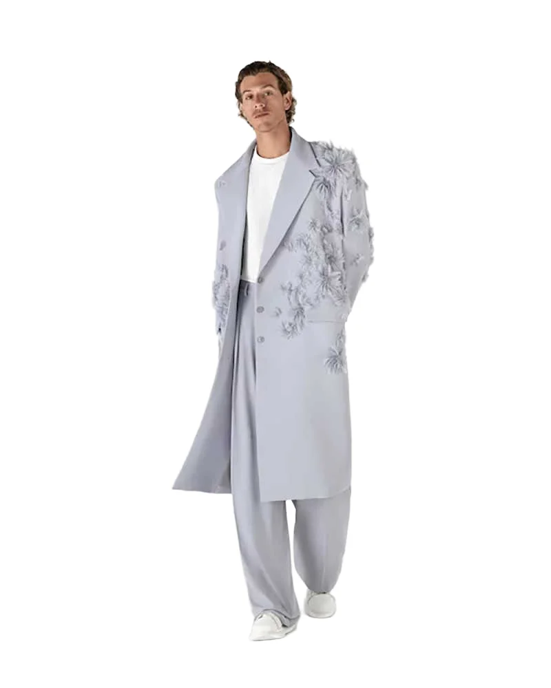 Luxury Men Overcoat 1 Piece Blazer 3D Appliques Notched Lapel Formal Occasion Groom Wedding Coat Customized Trajes Para Hombre