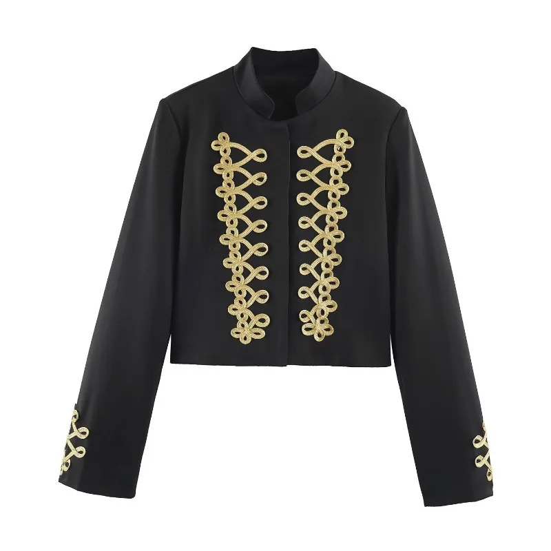 The autumn new collection of women's wear features a short, streetwear, knot-buttoned suit jacket with a courtly elegant style.
