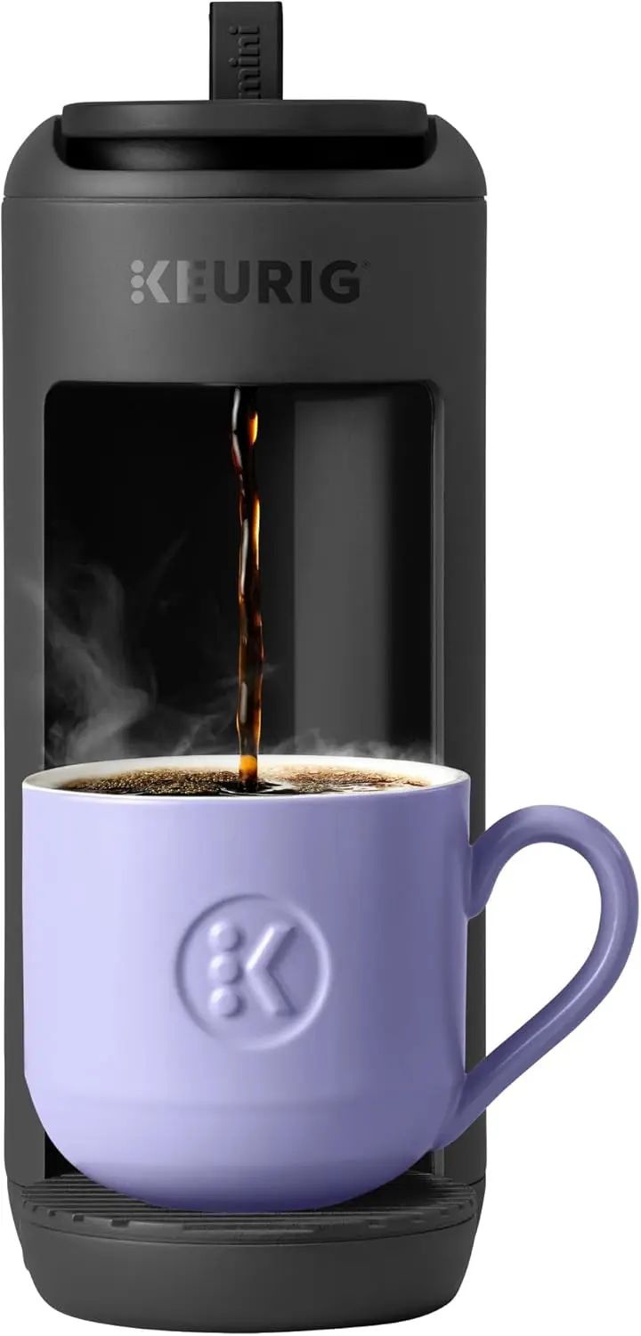 

Compact Single Serve Coffee Maker, Brews Up to 12 oz Cup, Portable for Small Spaces, Dorms & Offices in Black
