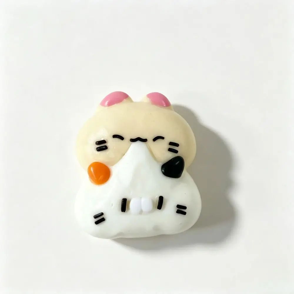Cute Kitty Cat Shape Squeeze Keychain Food-Grade Silicone Edge-Stitching Style Squishy Pendant Soft Fidget Hand Relaxation