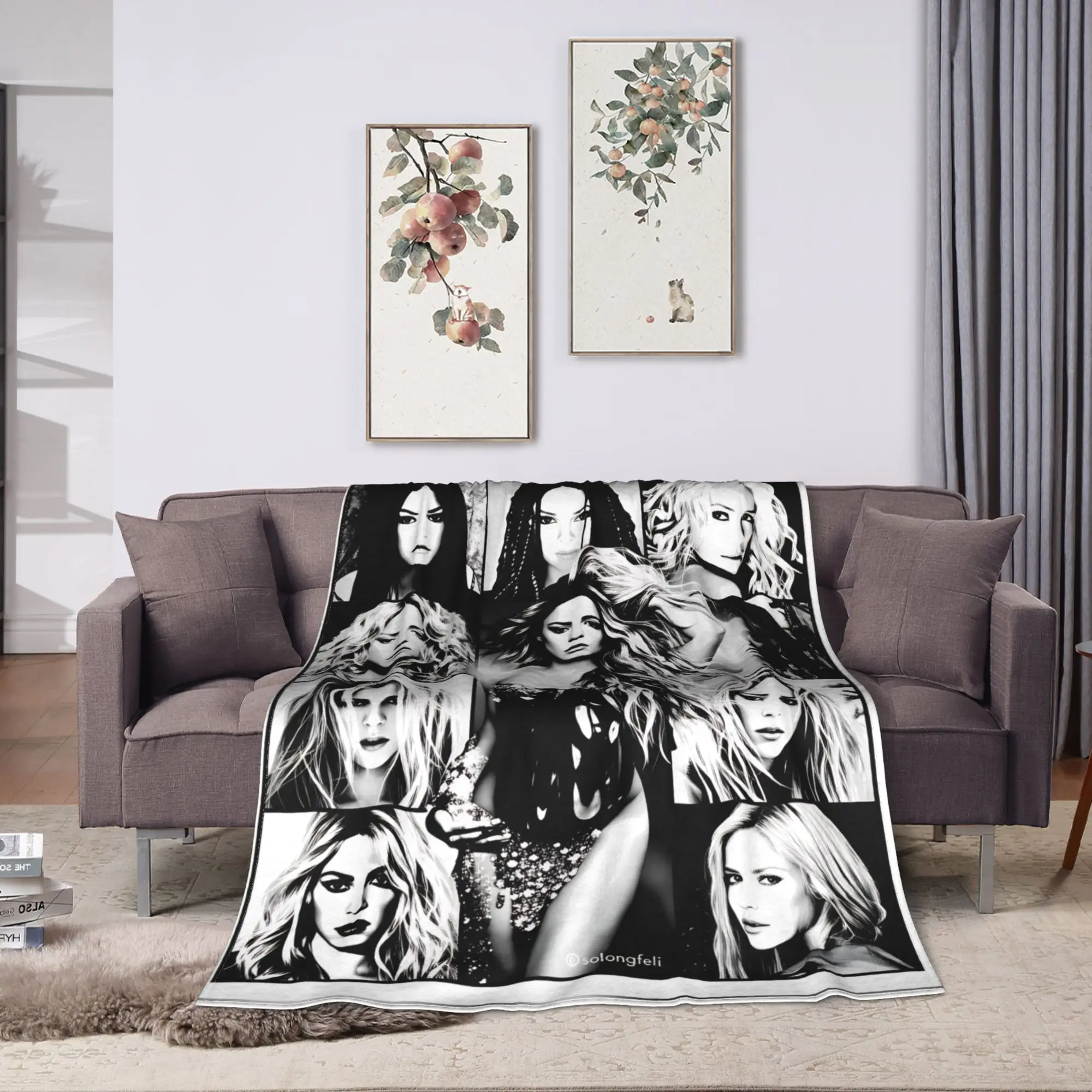 Warm Soft Blanket Airplane Travel Shakira Throw Blanket Singer Pop Flannel Bedspread For Couch Chair Novelty Sofa Bed Cover