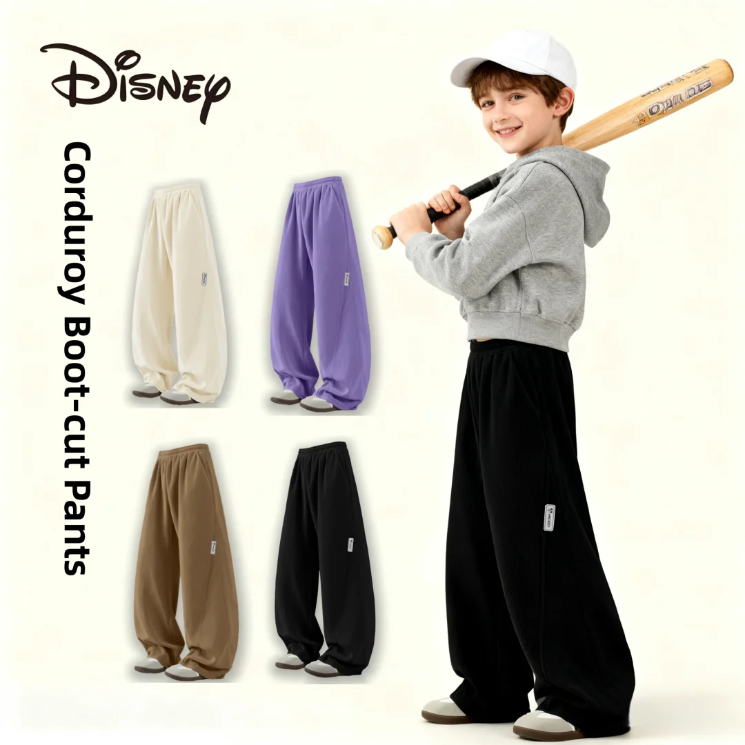 

Disney Kids Plush Liner Sweatpants Autumn Winter Windproof Fleece Pants Children Warm-keeping Cold-resistant Sports Trousers