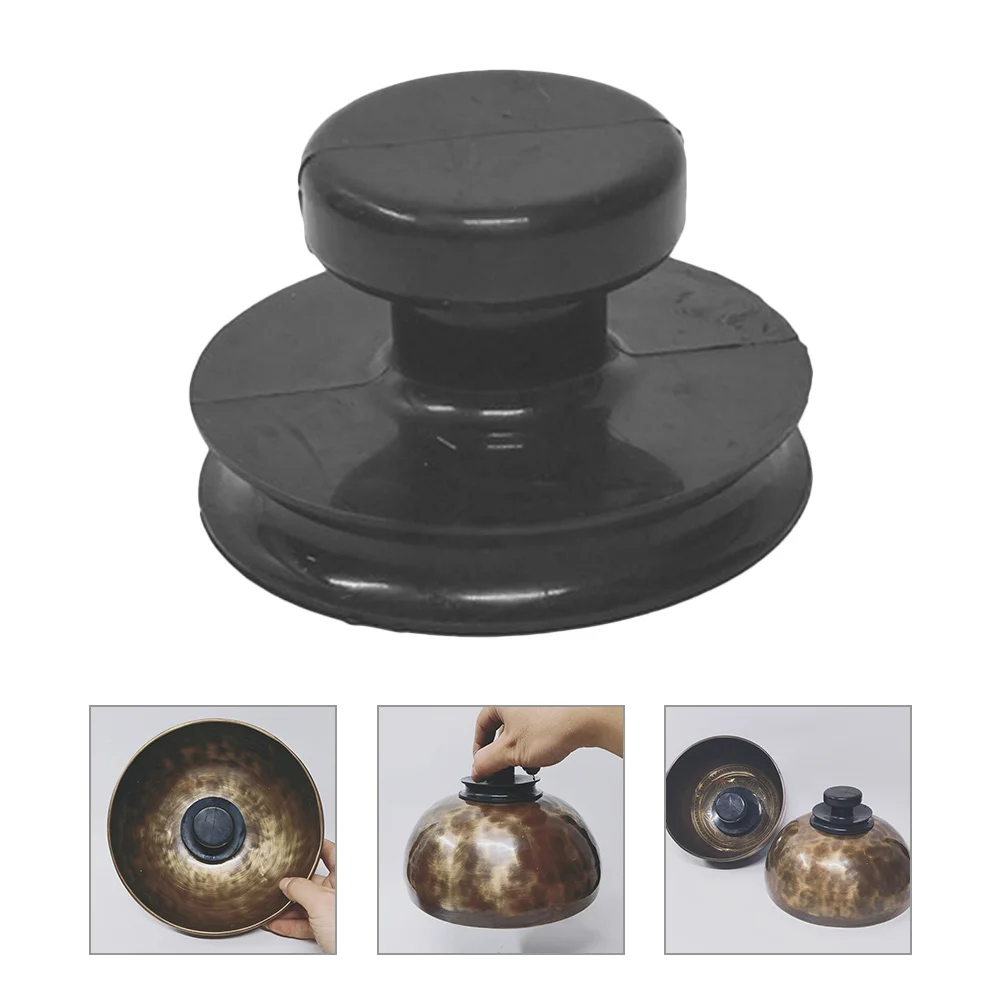 

3 Pcs Suction Cups Buddha Music Bowl Accessories Sound Lifting Handle Meditation Singing Parts Black