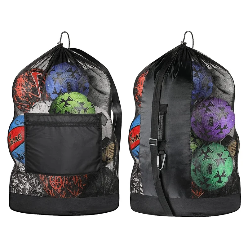 

ELOS-2 Pack Heavy Duty Extra Large Ball Bag Mesh Soccer Ball Bag Adjustable For Soccer Basketball Volleyball Baseball