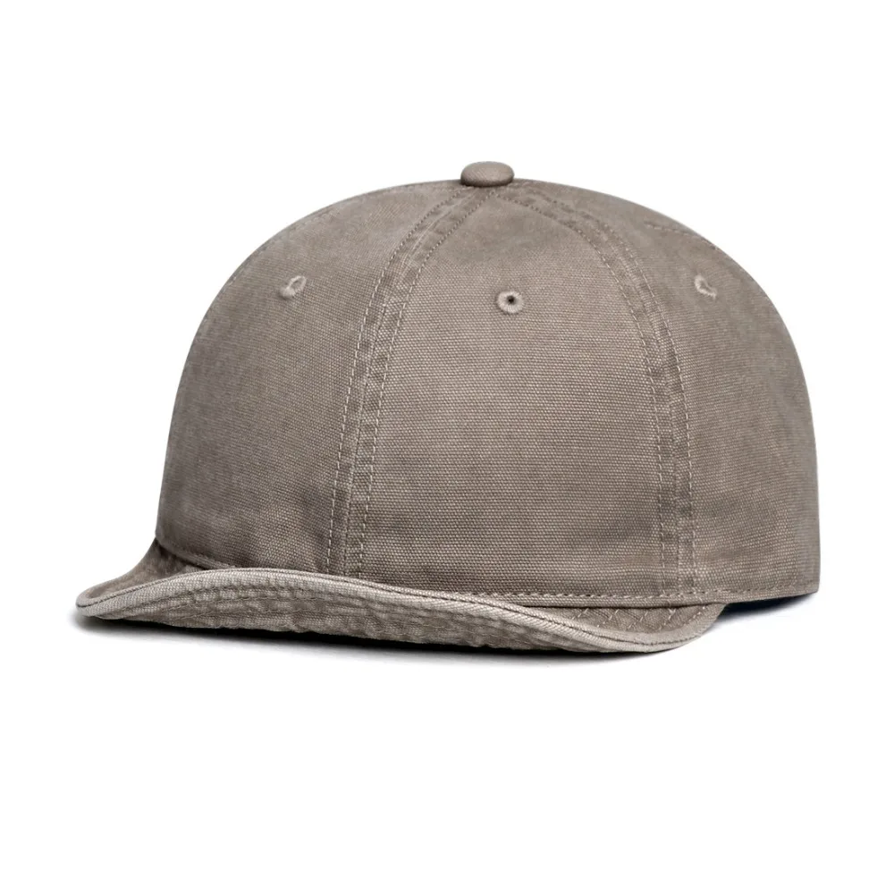 Minimalist Versatile Short Brim Baseball Cap Cotton Washed Old Craft Hip Hop Hat Adjustable Retro Flat Edge Baseball Cap for Men