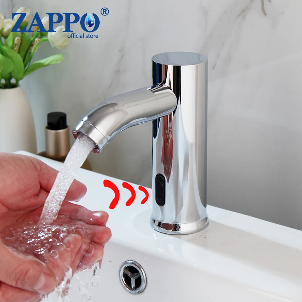 

ZAPPO Bathroom Automatic Infrared Sensor Faucet Tap Water Saving Inductive Electric Basin Mixer Hot Cold Water Tap