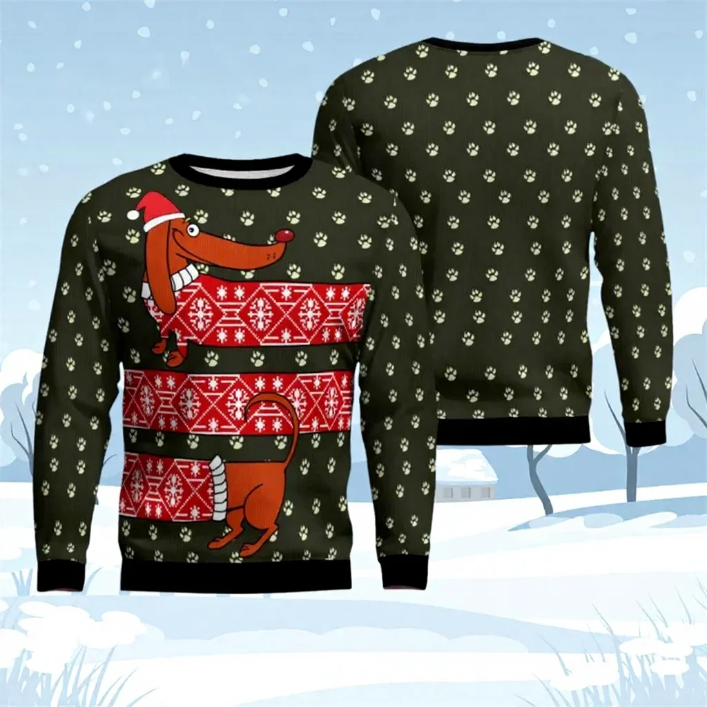 Ugly Christmas Sweater For Men Funny Santa Claus Graphic Winter Unisex Warm Pullover Casual Loose Fit Christmas Sweatshirt