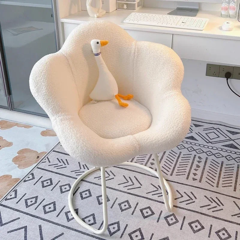 Cream wind makeup stool dresser chair girls bedroom room white manicure stool backrest master bedroom petal chair