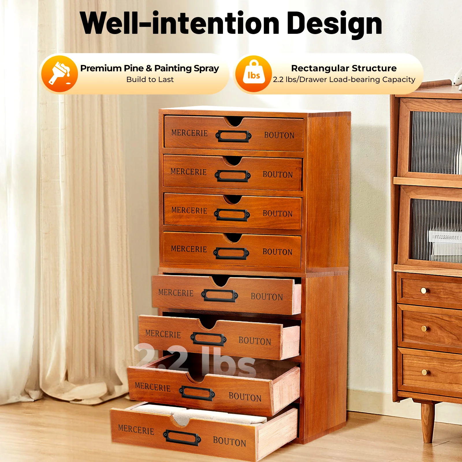 

16 Drawers Wooden Desktop Organizer Drawer Organizer Wooden Storage Box for Living Rooms Bedrooms