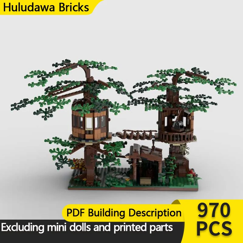 중세 성 모델 MOC 빌딩 블록 마을 나무집 모듈형 기술 어린이 휴일 선물 조립 장난감 세트