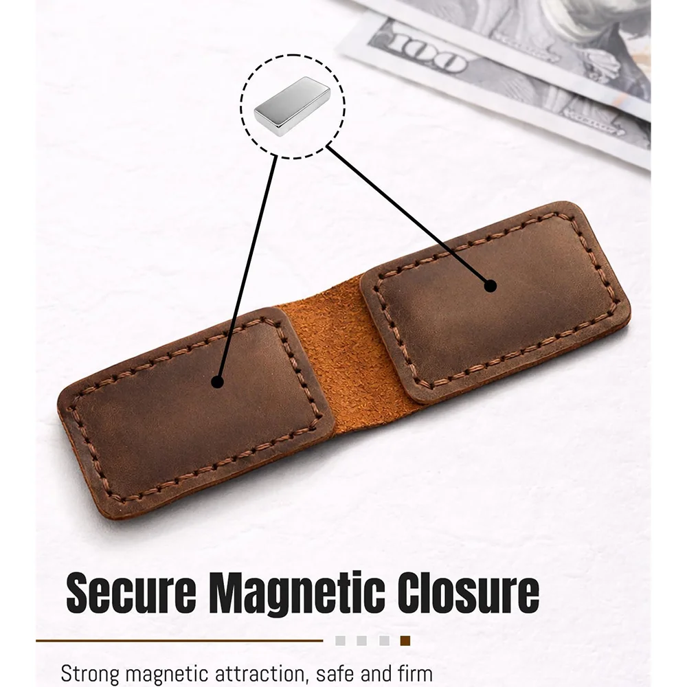Schlanker magnetischer Geldclip aus PU-Leder, Visitenkartenhalter für Herren – Detail 3