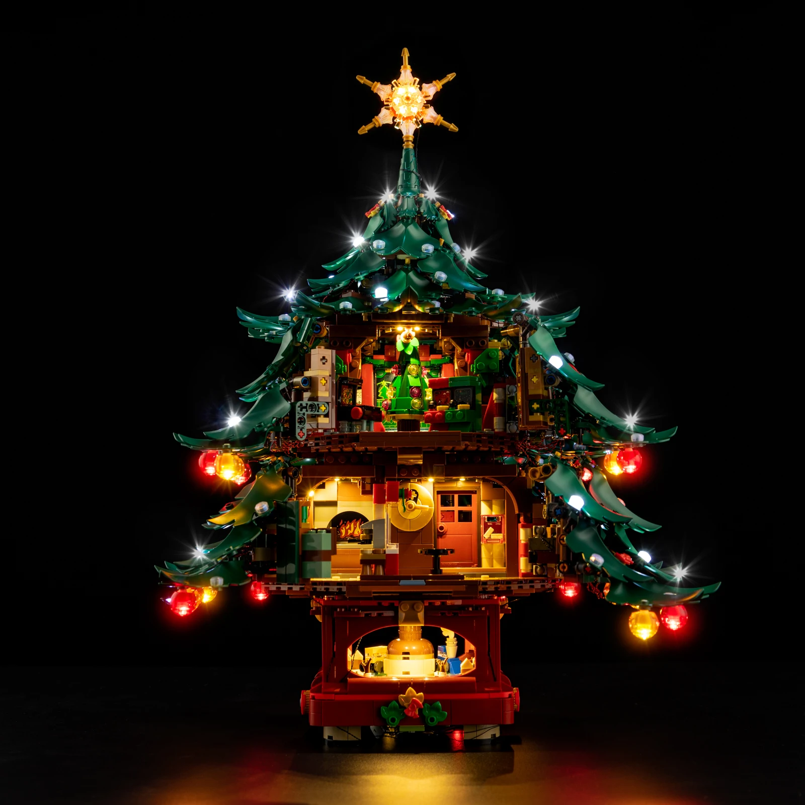 Kit de luz led para família lego árvore de natal 10374 modelo brinquedos diy conjunto não incluído blocos de construção