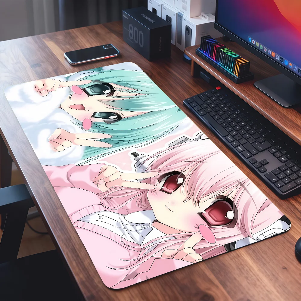 Fictional character S-Super S-Sonico Mouse Pad Square Office Gaming Desk Mat Waterproof Non-Slip Rubber Decorative