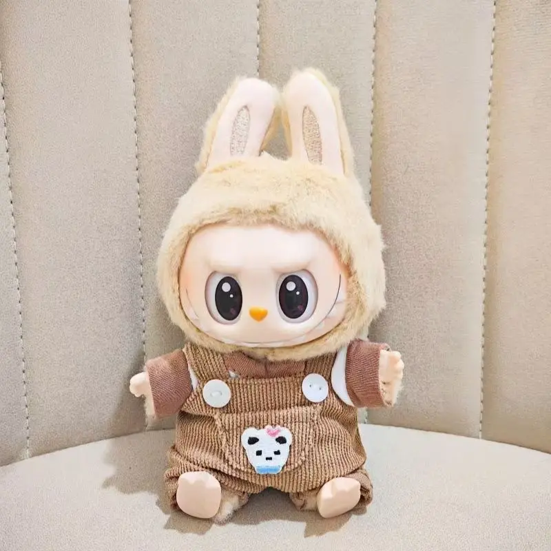 

Kawaii Clothes Set for Labubu 17cm Plush Dolls Outfit Accessories Plush Doll Clothes Heartbeat Macaron Party Dolls Clothing Set