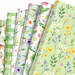 12pcs Spring Flower Plaid Butterfly Wrapping Material Paper  Birthday Baby Shower Party Gifts Kids Gift Packing Craft Papers