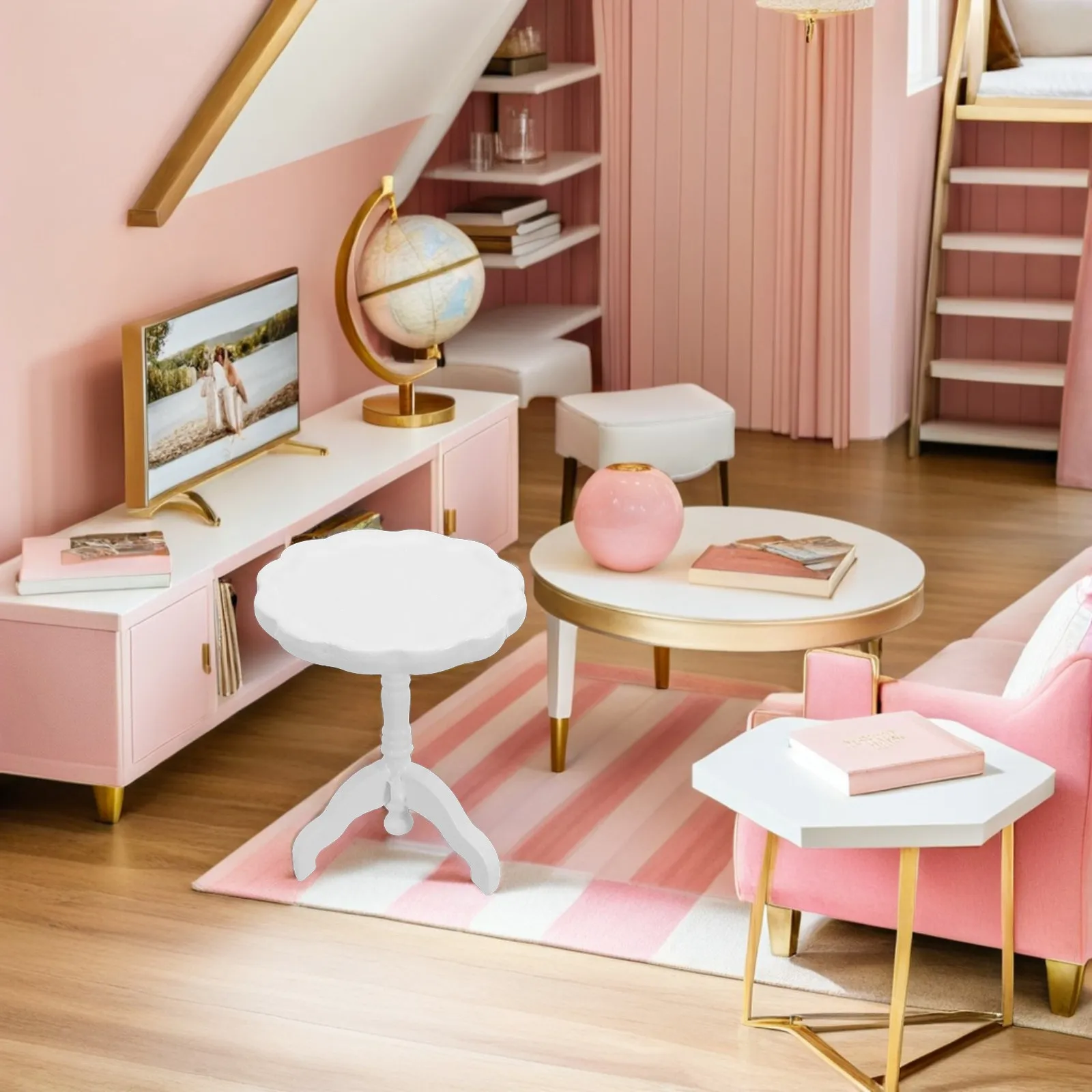 

1Pcs Mini Small Round Wooden Table Furniture Mini House Decoration Living Room Micro Table Miniature House Furniture