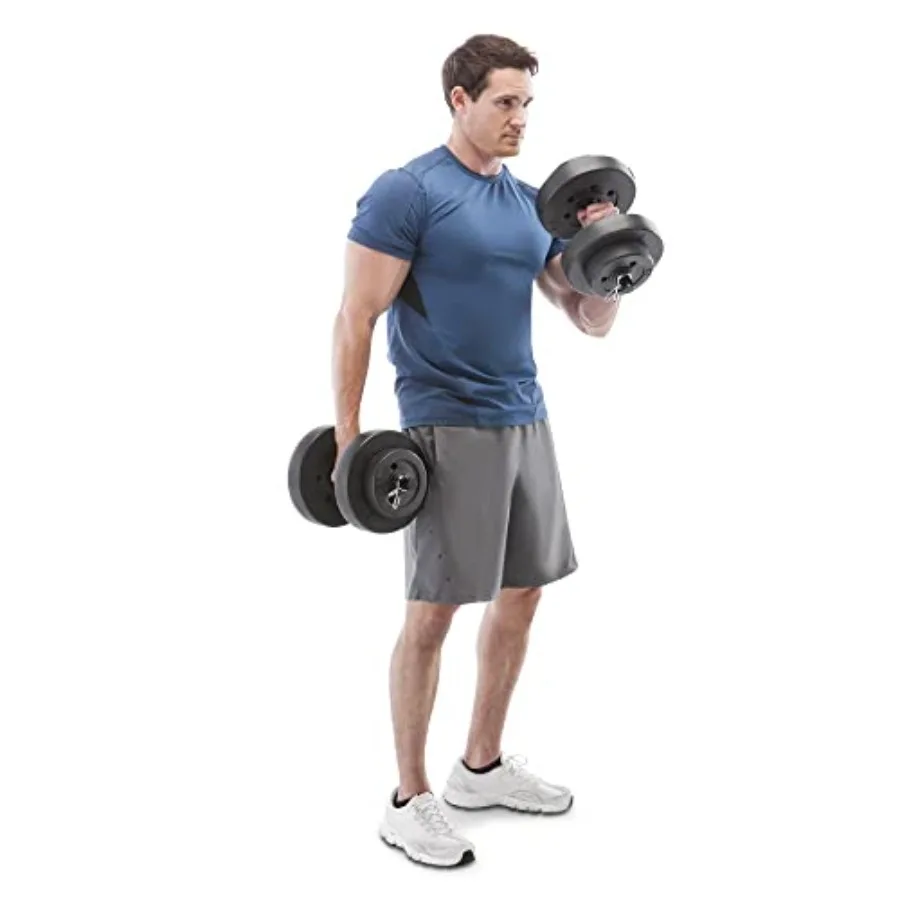 

40 lbs Adjustable Dumbbell Set with Collars for Home Gym Bodybuilding Weight Training Strength Training