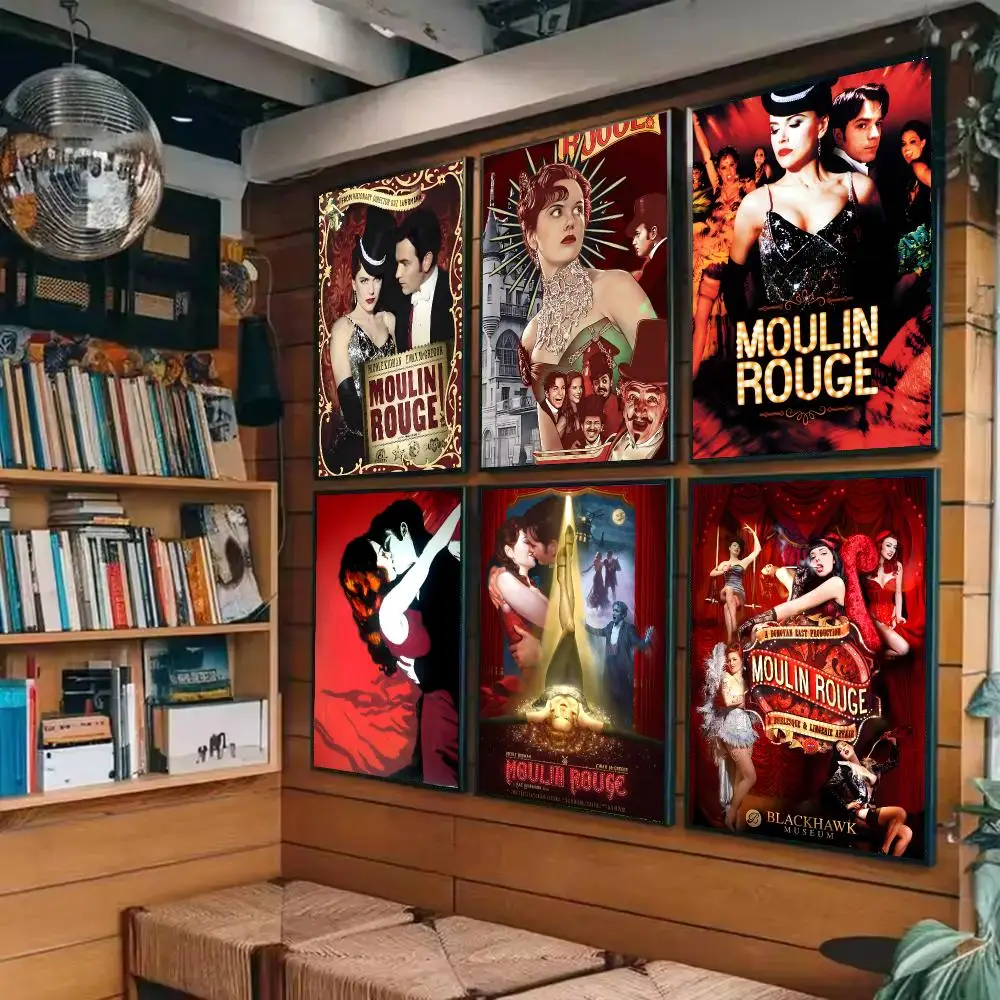 M-Moulin Rouge Poster Sticky Painting Prints Wall Art Waterproof Home Living Bed Room Bar Cafe Aesthetic Decor