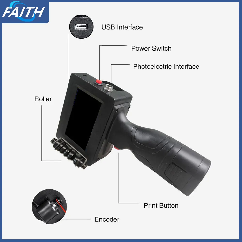 الإيمان 30% خصم 12.7 مللي متر طابعة نافثة للحبر 40 لغة تاريخ الشخصية QR آلة طباعة الرمز التعبئة والتغليف لخطوط الإنتاج