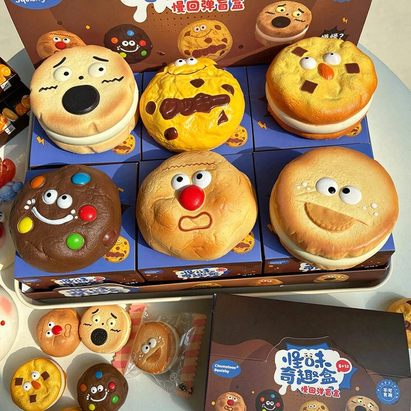 Cartoon Chocolate Cookie Scented Cake Bread Fidget Sensory Blind Box Toy Slow Rising Squeeze Stress Relief for ADHD Autism Toy