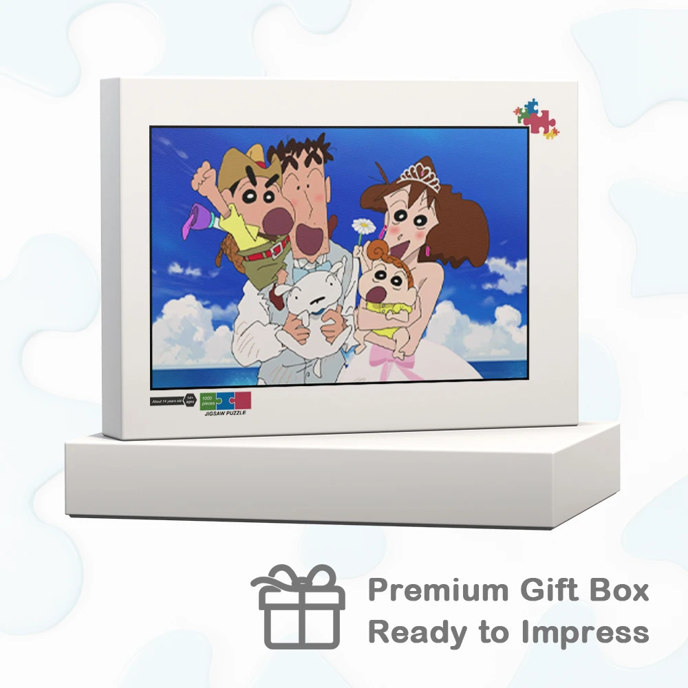 Crayon shin chan grande adulto quebra-cabeça shinnosuke família desenhos animados jogos e quebra-cabeças oceano azul e nublado céu azul brinquedos educativos
