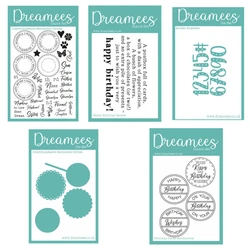 2026 Interchangeable Circle Sentiments Stamps and Metal Cutting Dies Sets for DIY Craft Making Card Scrapbook Decoration Molds