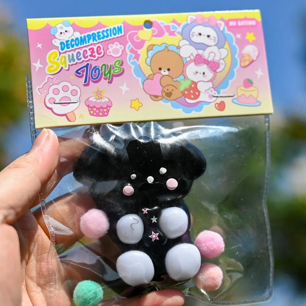 Criativo silicone preto gato squeeze brinquedo dos desenhos animados alívio do estresse tpr brinquedo sensorial ultra macio pitada descompressão 3d brinquedo fidget