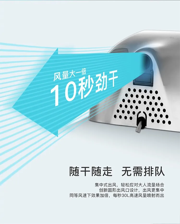 مجفف الأيدي عالي السرعة من الفولاذ المقاوم للصدأ، مجفف الأيدي للحمام العام، مجفف الأيدي التعريفي التلقائي